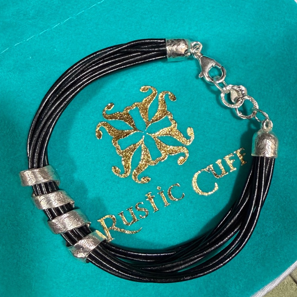 Silpada Sterling silver and black leather bracelet artisan